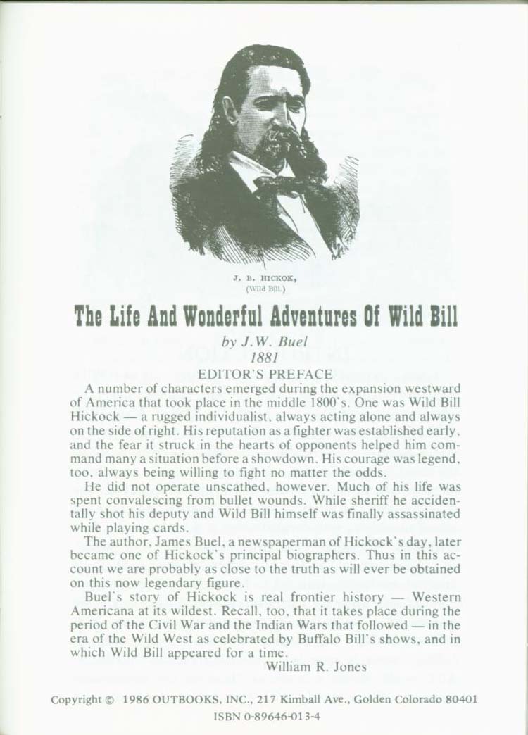 The Life and Wonderful Adventures of Wild Bill. (J. B. Hickock). vist0013a